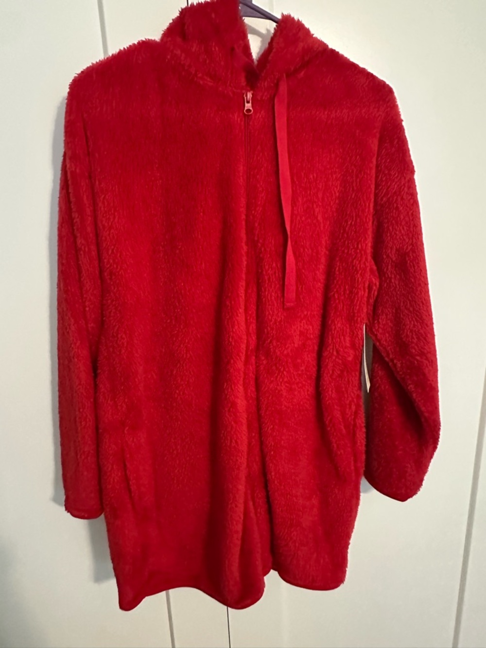No Boundaries Plush Red Hooded Teddy Jacket